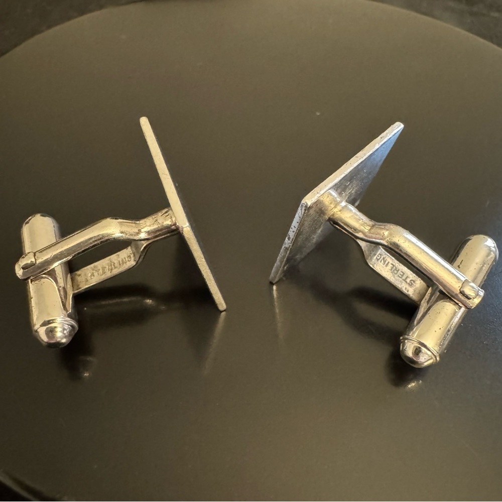 Sterling Silver Minimalist Rectangular Cufflinks … - image 3
